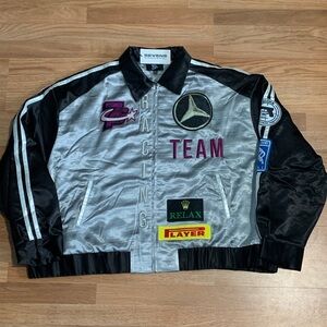 Triple 7 Silver & Black Racing Team Bomber Jacket